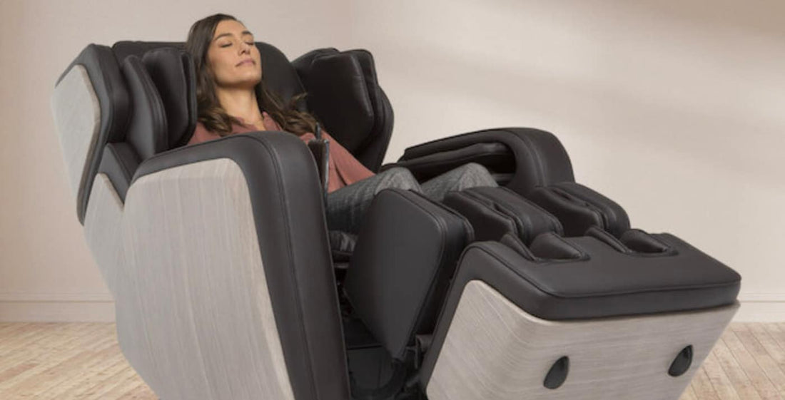 Woman relaxing in a FFL massage chair