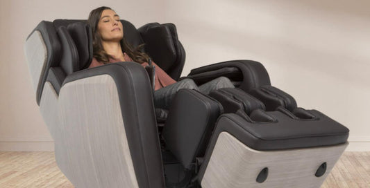 Woman relaxing in a FFL massage chair