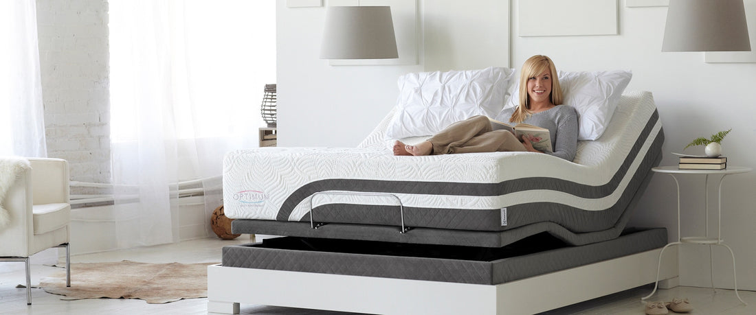 teen sitting on an adjustable mattress