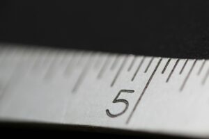 a tape measure in black and white